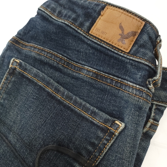 American Eagle Skinny Super Stretch Dark Wash Denim Blue Jeans Sz 4 - Picture 5 of 8